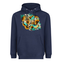 Navy Leopard Sunflower Cowhide Glitter Heart Heavyweight Hoodie - Jasminsmagicworld