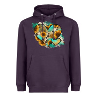 Plum Leopard Sunflower Cowhide Glitter Heart Heavyweight Hoodie - Jasminsmagicworld