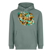 Sage Leopard Sunflower Cowhide Glitter Heart Heavyweight Hoodie - Jasminsmagicworld