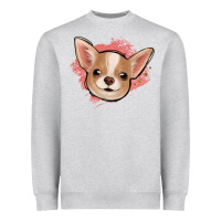 Heather Grey chihuahua pink glitter Heavyweight Sweatshirt - Jasminsmagicworld