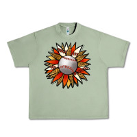 Oil Green Baseball Sunflower Urban Heavy Tee - Jasminsmagicworld