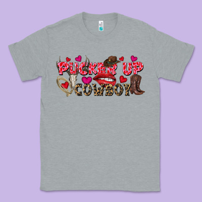 Pucker Up Cowboy Valentine's Day Classic Tee Designed By Fadigitalartstudio