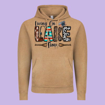 Living On Lake Time Vintage Hoodie Designed By Cowhidedigitalart