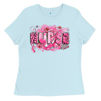 Baby Blue breast cancer nurse Ladies Tee - LillyAllenDesigns