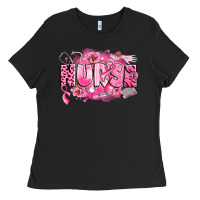 Black breast cancer nurse Ladies Tee - LillyAllenDesigns