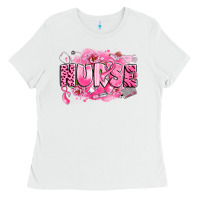 White breast cancer nurse Ladies Tee - LillyAllenDesigns