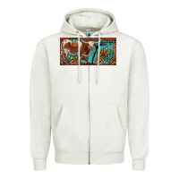 Oatmeal Heather texas longhorn with aztec tiger and  leopard Zipper Hoodie - RanaPortraitStore