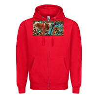 Red texas longhorn with aztec tiger and  leopard Zipper Hoodie - RanaPortraitStore