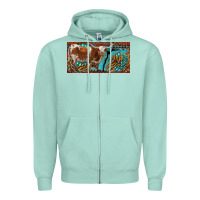 Seafoam texas longhorn with aztec tiger and  leopard Zipper Hoodie - RanaPortraitStore