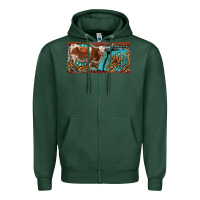 Sports Green texas longhorn with aztec tiger and  leopard Zipper Hoodie - RanaPortraitStore