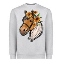 Heather Grey floral horse Heavyweight Sweatshirt - Jasminsmagicworld