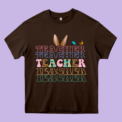 Easter Bunny Teacher Heavy Core Tee Designed By Oliviacreatesart