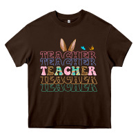 Chocolate Brown Easter bunny Teacher Heavy Core Tee - OliviaCreatesArt