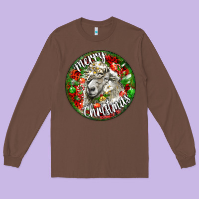 Christmas Lincoln Sheep Long Sleeve Tee Designed By Lillyallendesigns