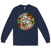 Navy christmas lincoln sheep Long Sleeve Tee - LillyAllenDesigns