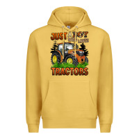 Antique Gold just a boy who loves tractors Premium Hoodie - BarkalooDesign
