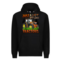 Black just a boy who loves tractors Premium Hoodie - BarkalooDesign