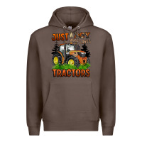 Coffee just a boy who loves tractors Premium Hoodie - BarkalooDesign