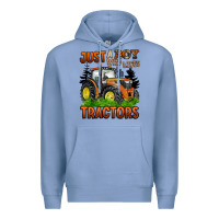 Colony Blue just a boy who loves tractors Premium Hoodie - BarkalooDesign