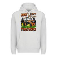 Dove Grey just a boy who loves tractors Premium Hoodie - BarkalooDesign
