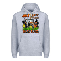 Heather Grey just a boy who loves tractors Premium Hoodie - BarkalooDesign