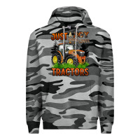Slate Camo just a boy who loves tractors Premium Hoodie - BarkalooDesign