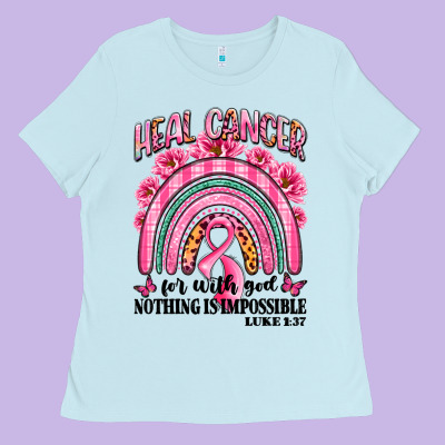 Heal Cancer Rainbow Ladies Tee Designed By Lillyallendesigns