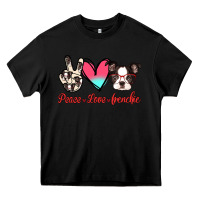 Black Peace Love Frenchie Heavy Core Tee - Jasminsmagicworld