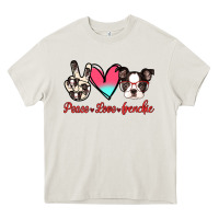 Cream Peace Love Frenchie Heavy Core Tee - Jasminsmagicworld