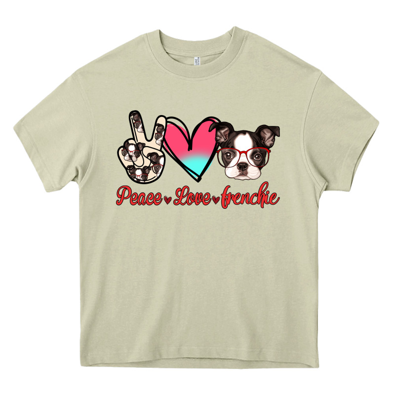 Peace Love Frenchie Heavy Core Tee by Jasminsmagicworld | Teevron