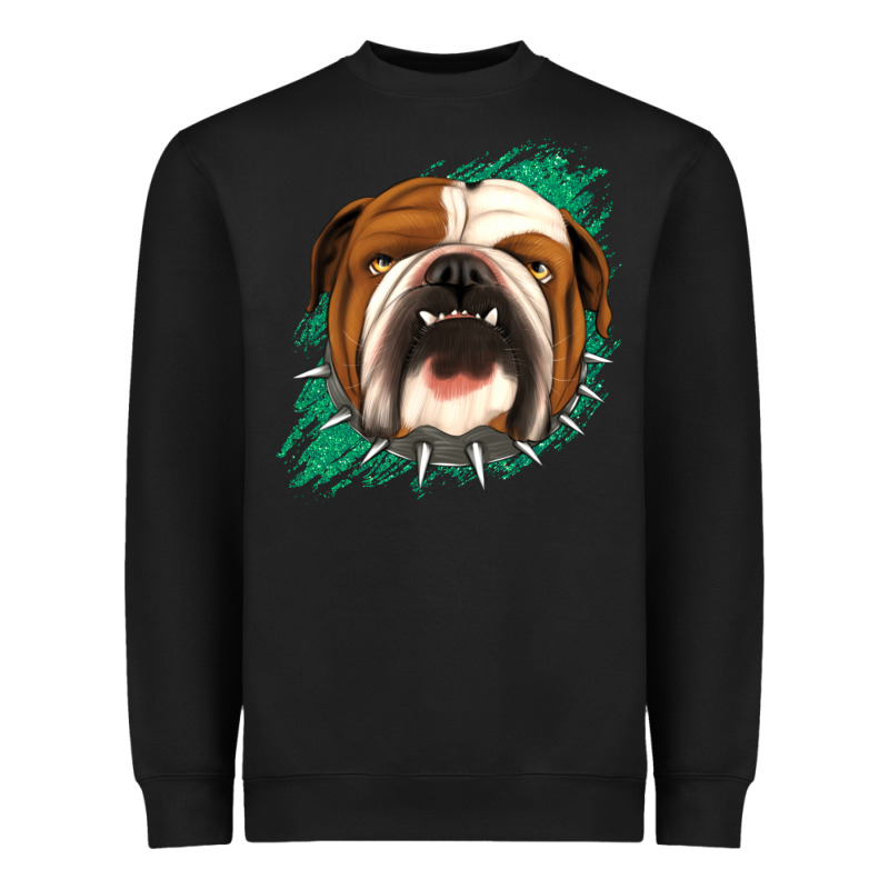 Bulldog Green Glitter Heavyweight Sweatshirt by Jasminsmagicworld | Teevron