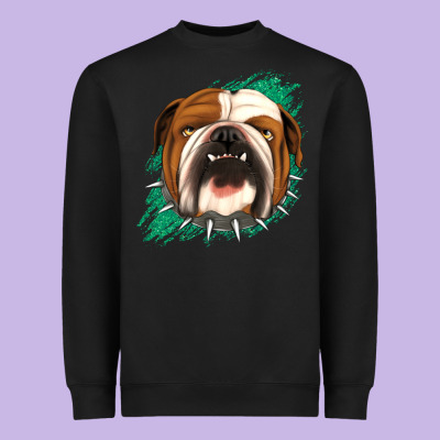 Bulldog Green Glitter Heavyweight Sweatshirt Designed By Jasminsmagicworld