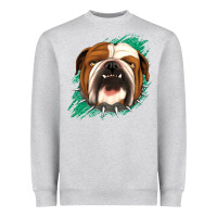 Heather Grey Bulldog Green glitter Heavyweight Sweatshirt - Jasminsmagicworld