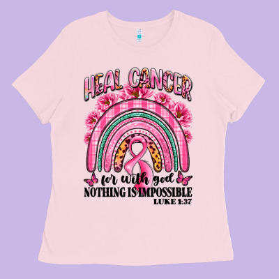 Heal Cancer Rainbow Ladies Tee Designed By Lillyallendesigns
