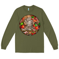 Army Green Christmas Merino Wool Sheep Long Sleeve Tee - LillyAllenDesigns