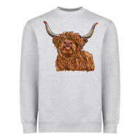 Heather Grey highland cow Heavyweight Sweatshirt - RanaPortraitStore