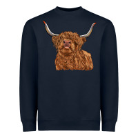 Navy highland cow Heavyweight Sweatshirt - RanaPortraitStore