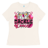 Bone tackle cancer with ghosts playing football Ladies Tee - LillyAllenDesigns