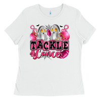 Tackle Cancer With Ghosts Playing Football Ladies Tee | Teevron