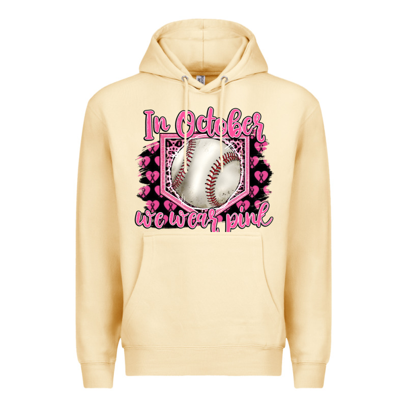 In October We Wear Pink Baseball Premium Hoodie by BarkalooDesign | Teevron
