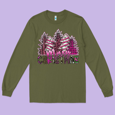 Merry Christmas Long Sleeve Tee Designed By Sublimationcraftshop