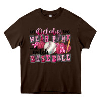 Chocolate Brown In October We Wear Pink And Watch Baseball Heavy Core Tee - FaDigitalArtStudio