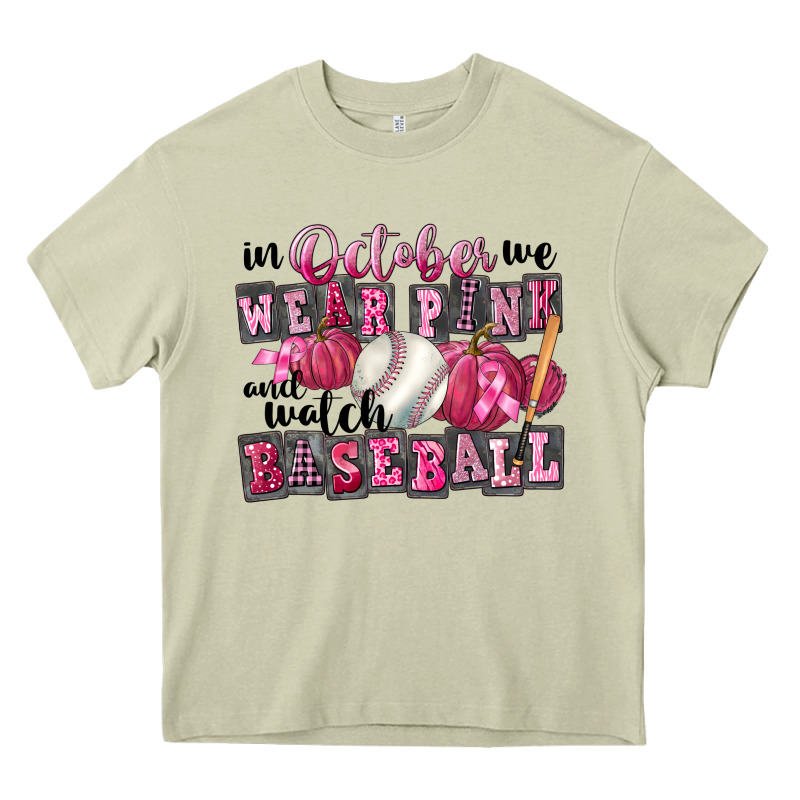 In October We Wear Pink And Watch Baseball Heavy Core Tee by FaDigitalArtStudio | Teevron
