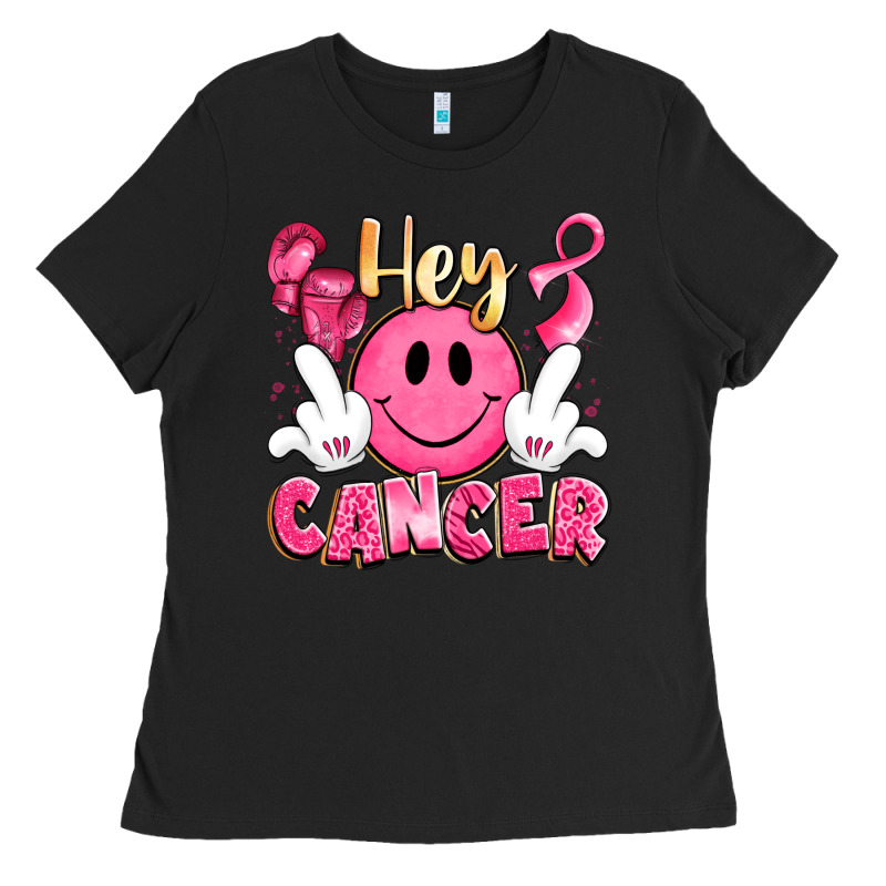 Hey Cancer With Middle Fingers Ladies Tee by LillyAllenDesigns | Teevron