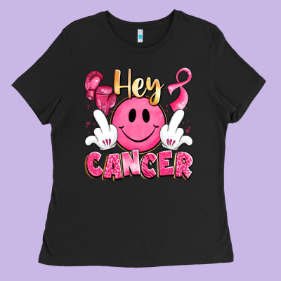 Hey Cancer With Middle Fingers Ladies Tee Designed By Lillyallendesigns