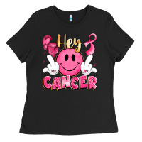 Black hey cancer with middle fingers Ladies Tee - LillyAllenDesigns