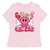 Bubblegum Pink hey cancer with middle fingers Ladies Tee - LillyAllenDesigns