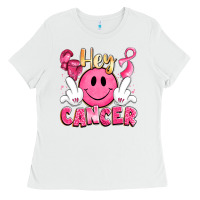 White hey cancer with middle fingers Ladies Tee - LillyAllenDesigns