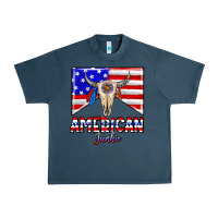 Midnight Navy American junkie Urban Heavy Tee - CowhideDigitalArt