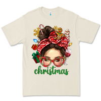 Bone Christmas Messy Bun With Gingerbread Man Premium Tee - BundleAndBundleShop